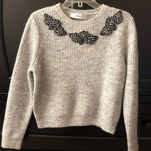Zara Gray beaded Sweater